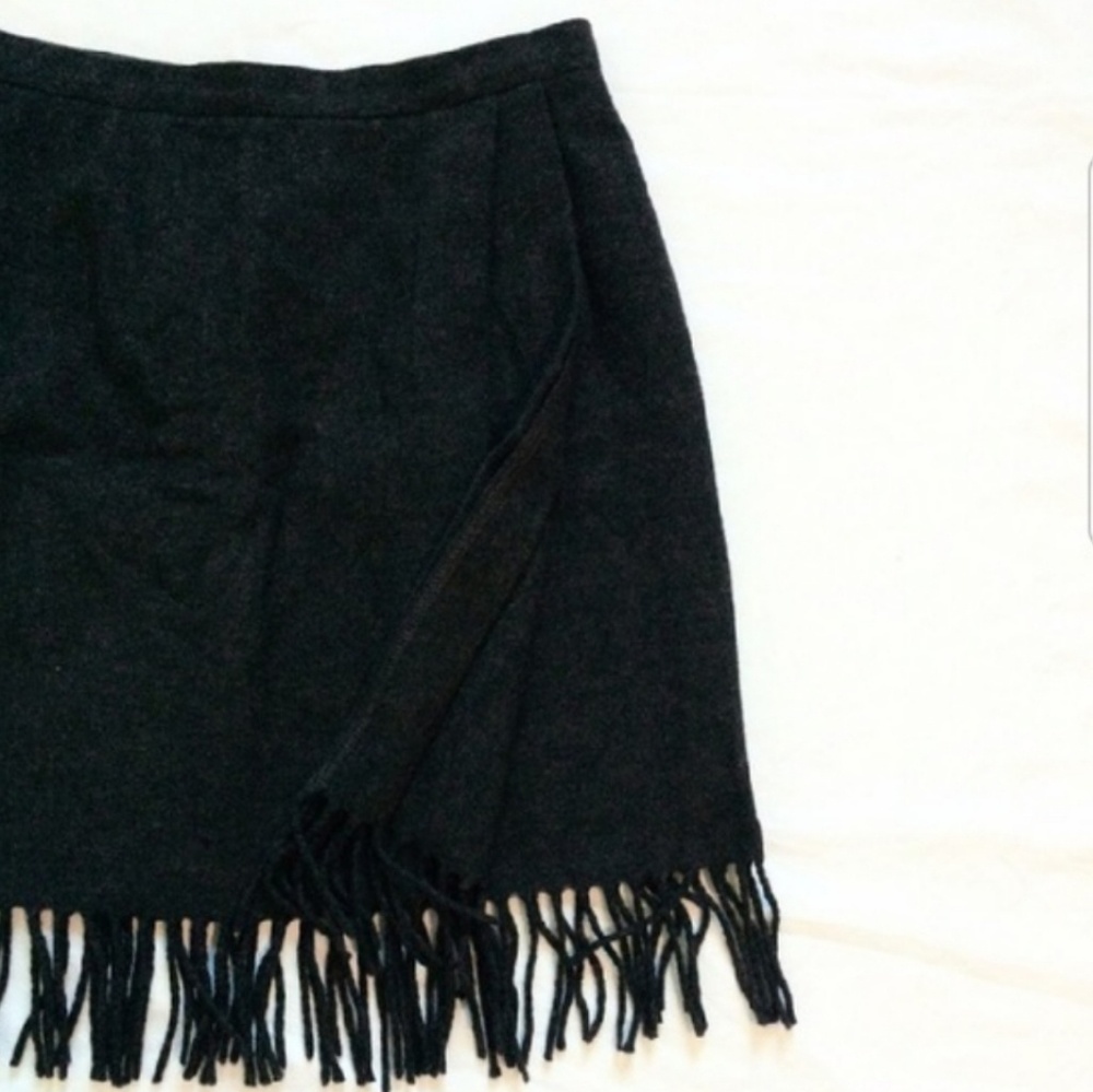 Anne Klein ll | Wool Blend Fringe Skirt
